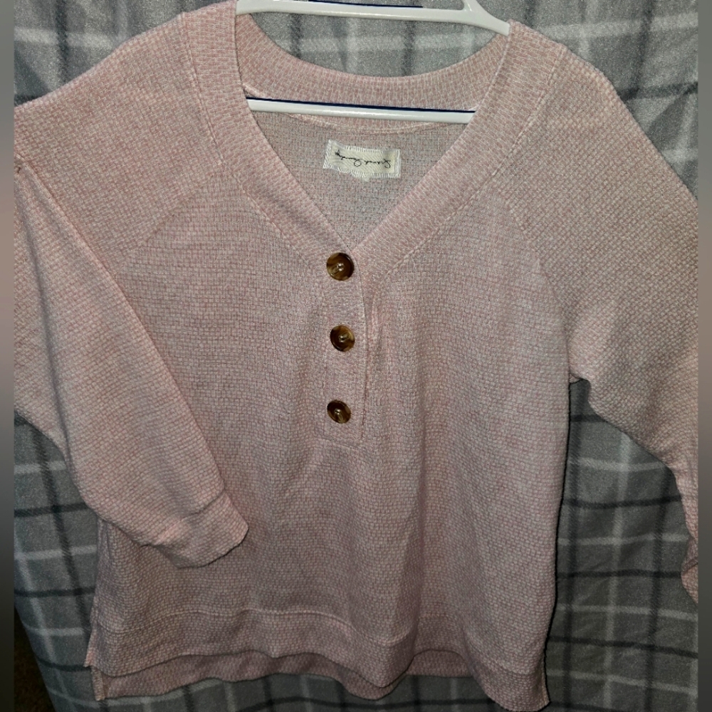 Ladies Pink Waffle Weave Shirt